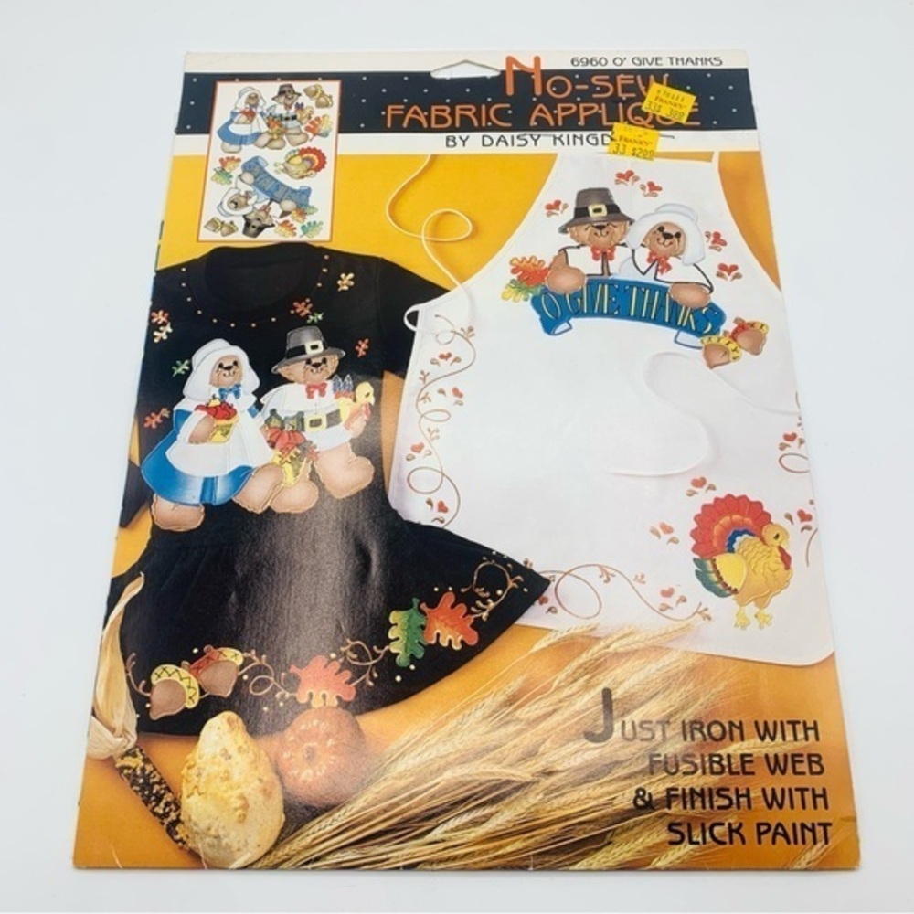 Vintage Daisy Kingdom “O’ Give Thanks” No-Sew Fabric Appliqué 6960 Thanksgiving